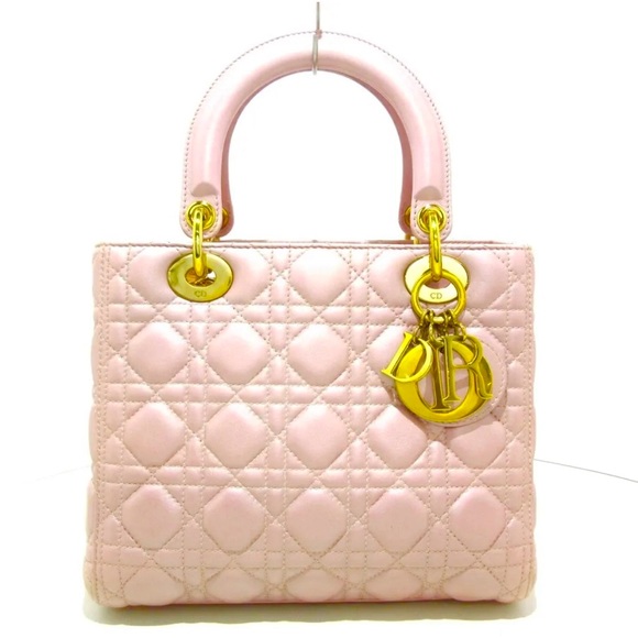 Christian Dior Lady Dior Bag Cannage Quilt Lambskin Medium Metallic Beig… - Picture 8 of 12